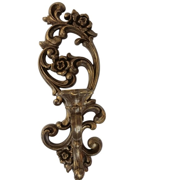 Vintage HOMCO Candleholder Wall Sconces #4118 Brown With Gold Highlights 15"x5" - Picture 3 of 12